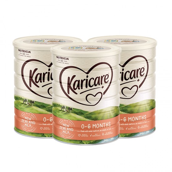 【新西兰直邮】【时安达普线8周以上】【3罐】 Karicare 可瑞康婴儿奶粉牛奶粉1段普通装 900g/罐 3罐装  （0-6个月）保质期：2026.9左右