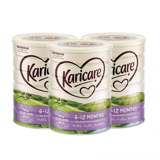 【新西兰直邮】【时安达普线8周以上】【3罐】 Karicare 可瑞康婴儿奶粉牛奶粉2段普通装 900g/罐 3罐装（6-12个月）  保质期：2027.1左右