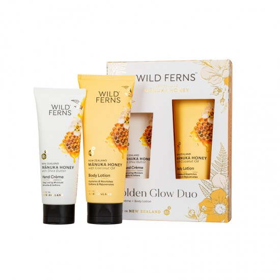Wild Ferns 帕氏麦卢卡蜂蜜礼盒 - 金色光泽2件套（蜂蜜护手霜100ml+蜂蜜身体乳150ml）保质期2029.3