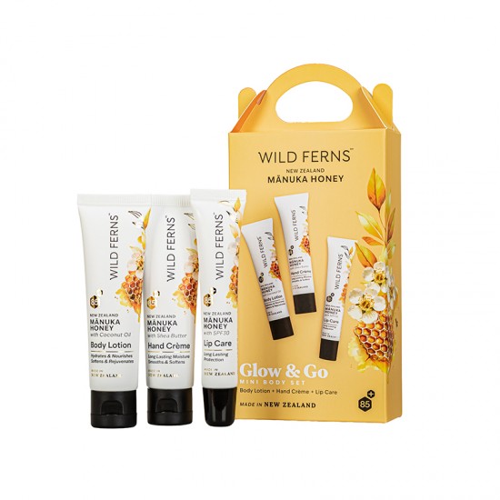 Wild Ferns 帕氏麦卢卡蜂蜜迷你身体套装-焕采随行  (蜂蜜身体乳30ml+蜂蜜护手霜30ml+蜂蜜SPF30护唇膏15ml) 保质期2029.3