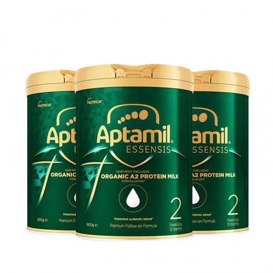 【新西兰发货】【普线】【3罐】Aptamil爱他美奇迹绿罐Essensis有机A2蛋白2段婴幼儿奶粉900g*3罐（6-12个月）保质期 2025.10