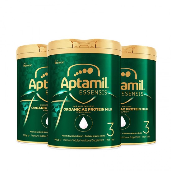 【新西兰发货】【普线预计6-8周工作日】【3罐】Aptamil爱他美奇迹绿罐Essensis有机A2蛋白3段婴幼儿奶粉900g*3罐（1岁以上） 保质期2026.12左右
