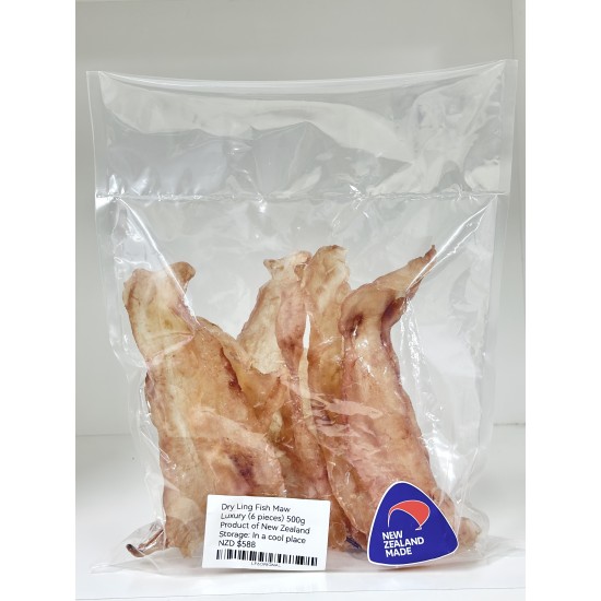 【新西兰门店销售】New Zealand Dry Ling Fish Maw Luxury 6pcs 500g 新西兰原色花胶鱼胶6片（门店可邮寄使用富腾达快递，快递费60纽/每包）（扣件不赔）