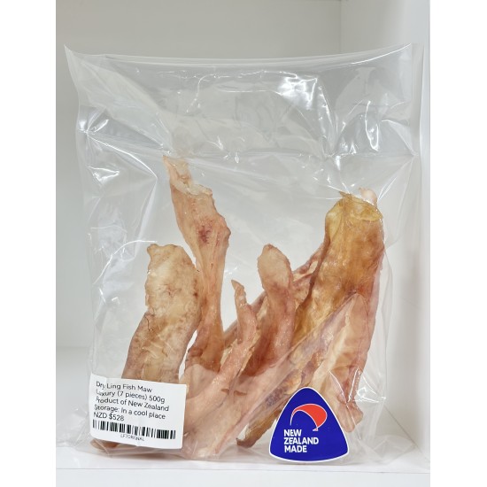 【新西兰门店销售】New Zealand Dry Ling Fish Maw Luxury 7pcs 500g 新西兰原色花胶鱼胶7片（门店可邮寄使用富腾达快递，快递费60纽/每包）（扣件不赔）