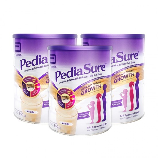 【澳洲直邮】【3罐香草味】雅培 PediaSure 小安素儿童营养长高奶粉（香草味） 1-10岁 850g 3罐   保质期2027.9左右