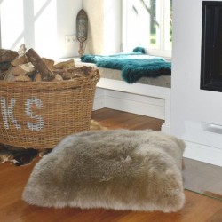 【包邮】【内胆需额外加20纽（可选）】Sheepskin Cushion Butterscotch Square长毛羊皮方形坐垫靠垫 焦糖色 80cm*80cm