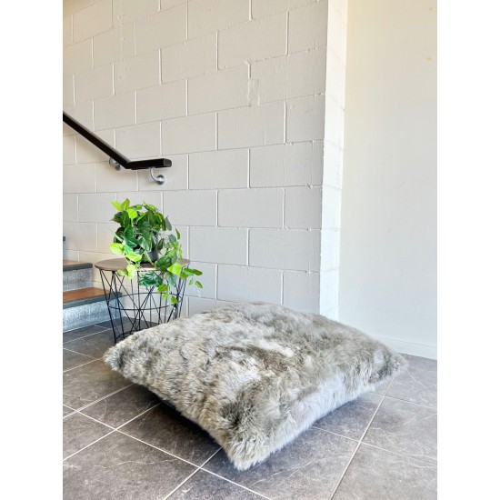 【包邮】【内胆需额外加20纽（可选）】Sheepskin 长毛羊皮方形坐垫靠垫 灰色 80cm*80cm