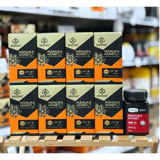 【一件包邮】【秒杀特价】【买八送一 送康维他麦卢卡蜂蜜5+ 500g】BEEONE 麦卢卡蜂蜜UMF8+(MGO185+) 250g  8盒装 【因天气原因液体侧漏无法理赔】