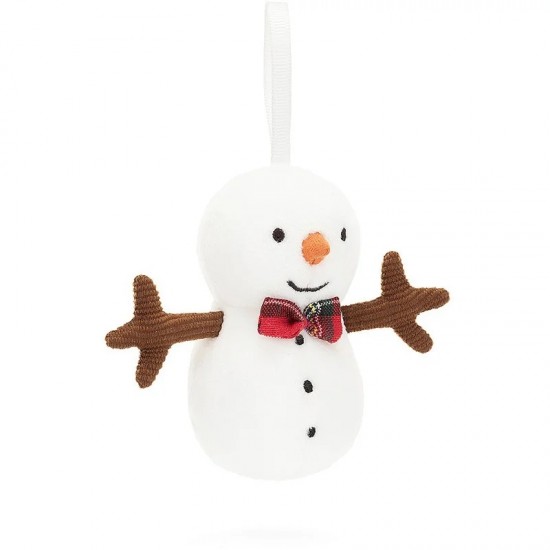 Jellycat Festive Folly Snowman欢乐节庆雪人玩偶 15cm x 6cm x 5cm