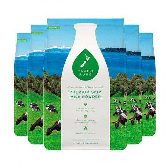 【新西兰直邮】【快线】【6袋】Taupo Pure 特贝优脱脂高钙AD奶粉 1kg 6袋装  保质期：2025.3