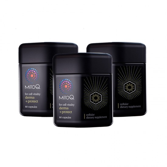 【买三送二 送2盒mitoq护心/护肝】【包邮】MitoQ Derma Protect小黑伞 韧肤胶囊 60粒 淡斑美白 3盒装 保质期2026.10