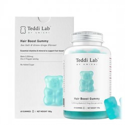 【因天气原因产品融化无法理赔】Unichi 养发生发小熊软糖 60粒 防脱固发 海盐青提味 保质期2027.7