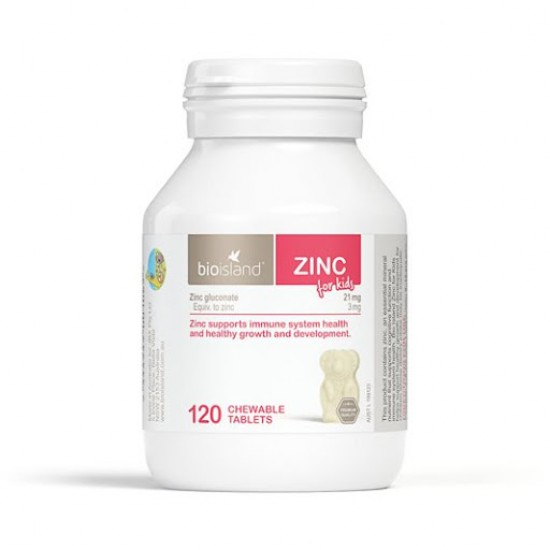 BioIsland 生物岛 锌片葡萄糖酸锌小熊咀嚼片zinc120片宝宝不挑食 保质期2027.6