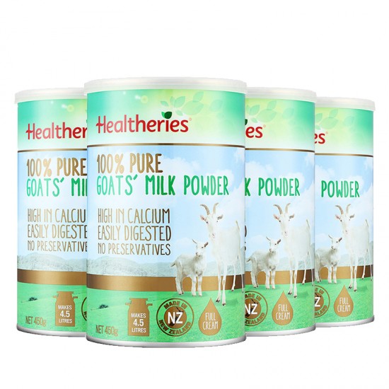 【新西兰发货】【4罐】HEALTHERIES 贺寿利100%纯成人山羊奶粉 450G/罐 4罐装  保质期：2027.3