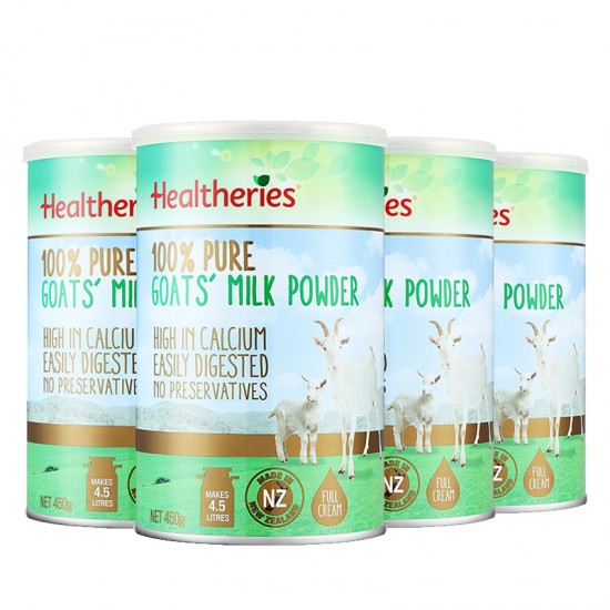 【新西兰发货】【富腾达普线】【4罐】HEALTHERIES 贺寿利100%纯成人山羊奶粉 450G/罐 4罐装  保质期：2027.10左右
